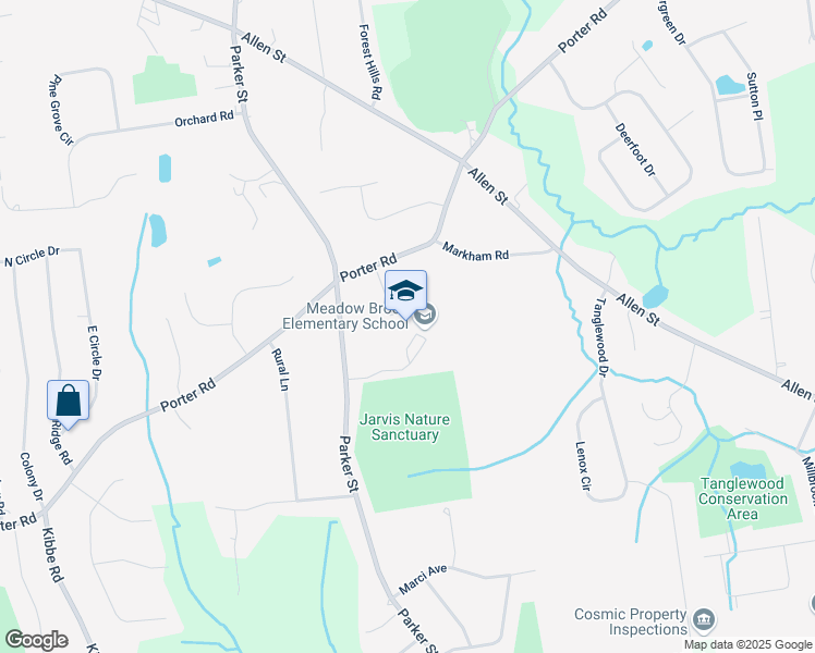 map of restaurants, bars, coffee shops, grocery stores, and more near 607 Parker Street in East Longmeadow