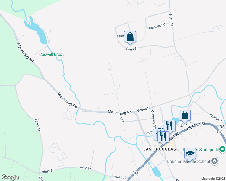 map of restaurants, bars, coffee shops, grocery stores, and more near 14 Caswell Court in Douglas
