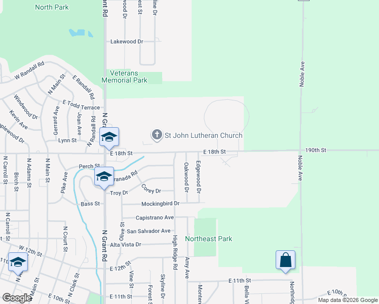map of restaurants, bars, coffee shops, grocery stores, and more near 1713 Oakwood Drive in Carroll
