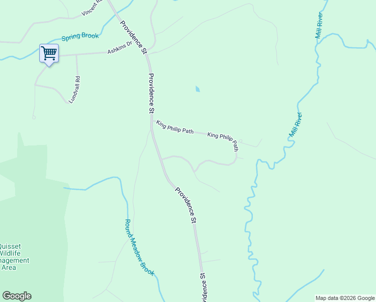 map of restaurants, bars, coffee shops, grocery stores, and more near 4 Massasoit Way in Mendon