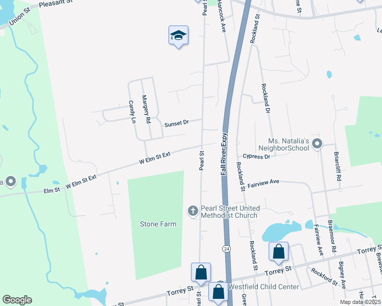 map of restaurants, bars, coffee shops, grocery stores, and more near 1116 West Elm Street Extension in Brockton