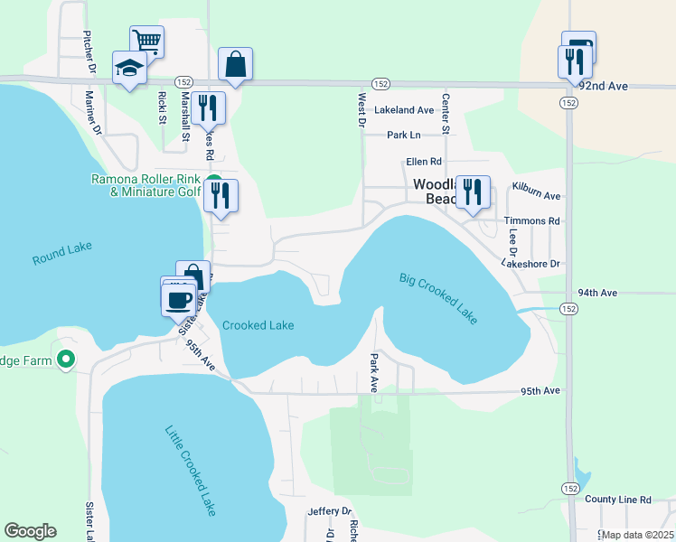 map of restaurants, bars, coffee shops, grocery stores, and more near 67216 Oak Court in Dowagiac
