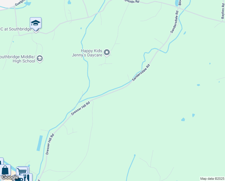 map of restaurants, bars, coffee shops, grocery stores, and more near 196 Saundersdale Road in Charlton