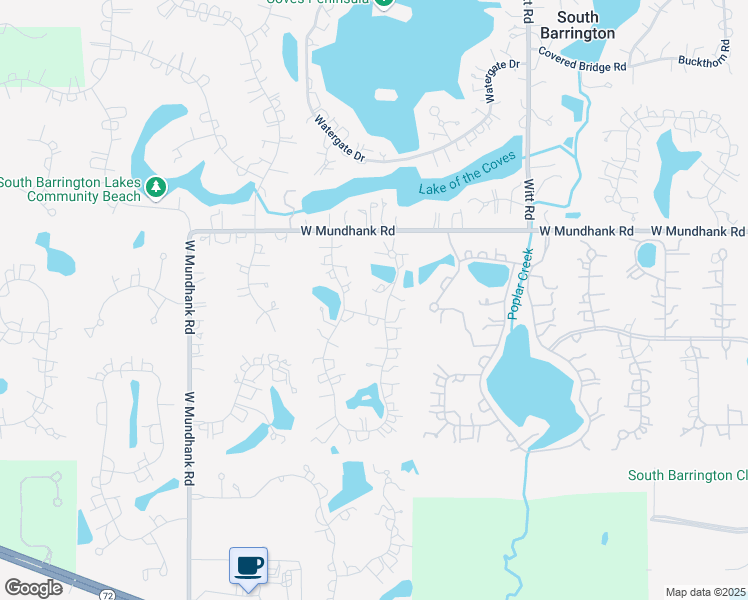 map of restaurants, bars, coffee shops, grocery stores, and more near 28 Bay Reef Drive in South Barrington