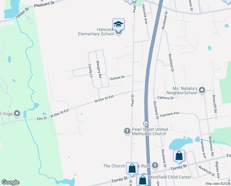 map of restaurants, bars, coffee shops, grocery stores, and more near 1141 West Elm Street Extension in Brockton