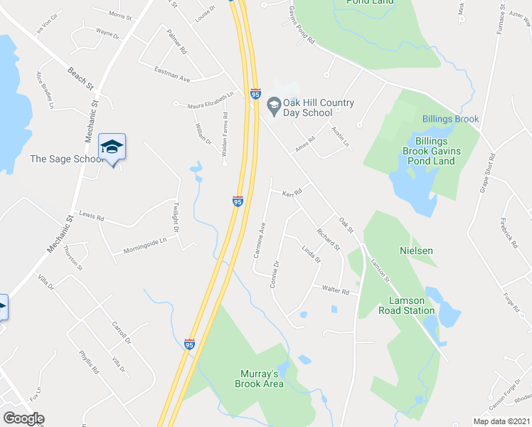 map of restaurants, bars, coffee shops, grocery stores, and more near 23 Carmine Avenue in Foxborough