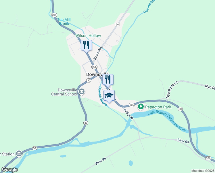 map of restaurants, bars, coffee shops, grocery stores, and more near 15155 Bridge St in Delaware
