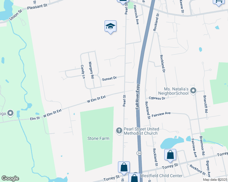 map of restaurants, bars, coffee shops, grocery stores, and more near 1116 West Elm Street Extension in Brockton