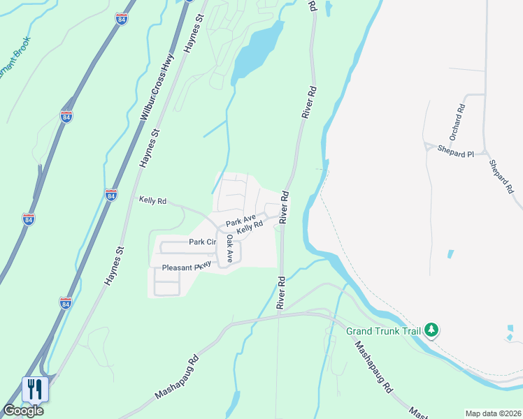 map of restaurants, bars, coffee shops, grocery stores, and more near 51 Park Avenue in Sturbridge