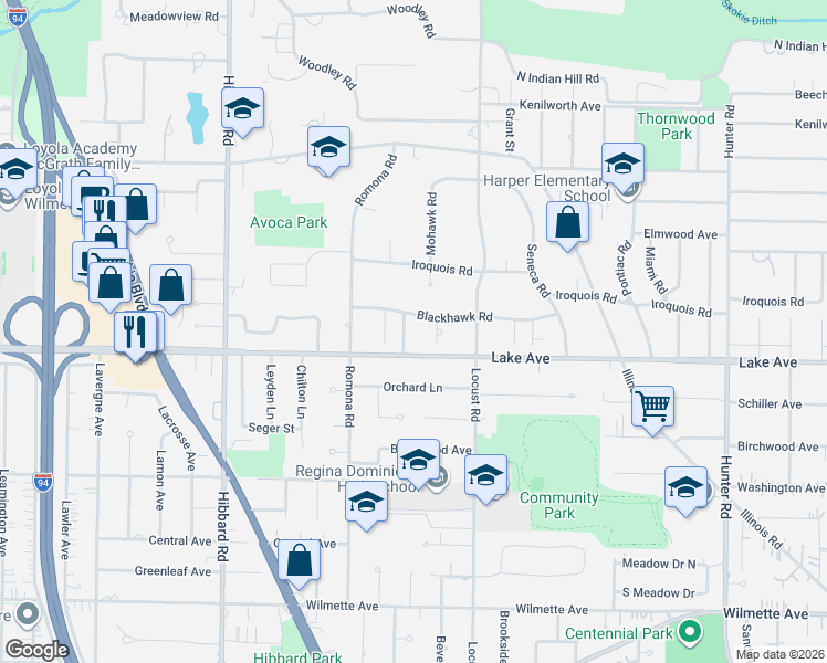 map of restaurants, bars, coffee shops, grocery stores, and more near 905 Osage Lane in Wilmette