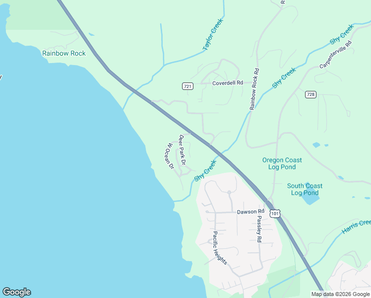 map of restaurants, bars, coffee shops, grocery stores, and more near 17439 Deer Park Drive in Brookings
