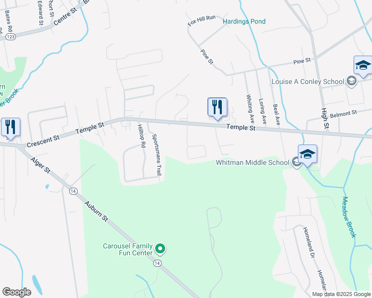map of restaurants, bars, coffee shops, grocery stores, and more near 190 Joyce Terrace in Whitman