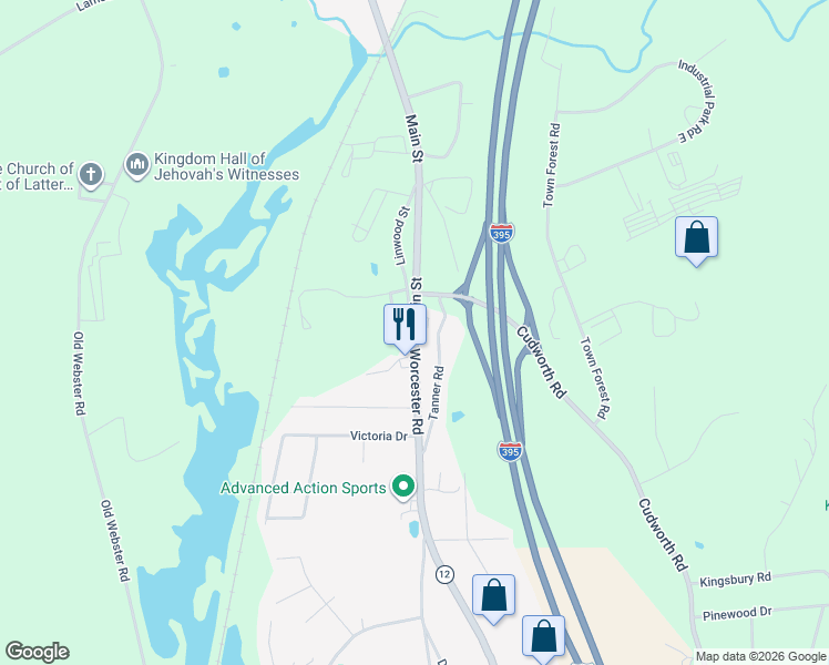 map of restaurants, bars, coffee shops, grocery stores, and more near 4 Main Street in Oxford