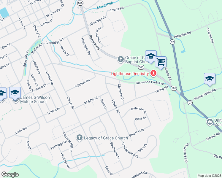 map of restaurants, bars, coffee shops, grocery stores, and more near Access Rd in Erie