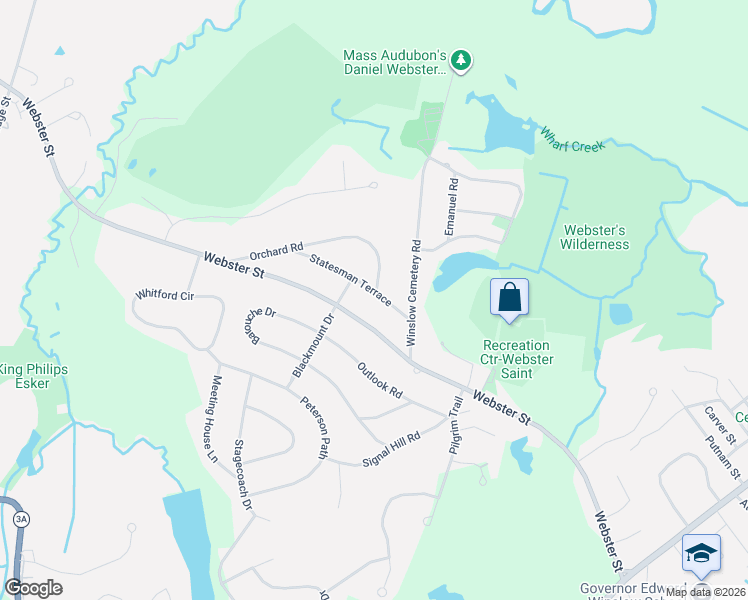 map of restaurants, bars, coffee shops, grocery stores, and more near 90 Statesman Terrace in Marshfield