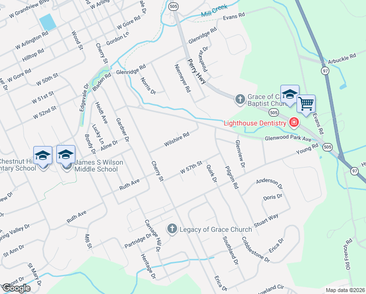 map of restaurants, bars, coffee shops, grocery stores, and more near 439 Wilshire Road in Erie