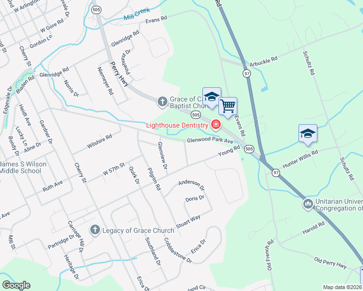 map of restaurants, bars, coffee shops, grocery stores, and more near 5611-5699 Glenwood Park Ave in Erie