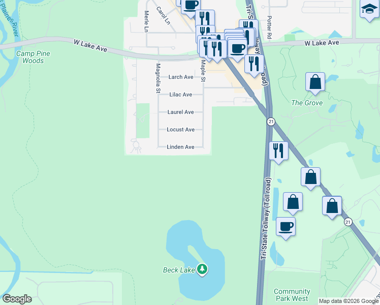 map of restaurants, bars, coffee shops, grocery stores, and more near 4642 Linden Avenue in Glenview