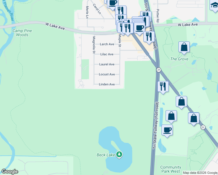 map of restaurants, bars, coffee shops, grocery stores, and more near 4642 Linden Avenue in Glenview