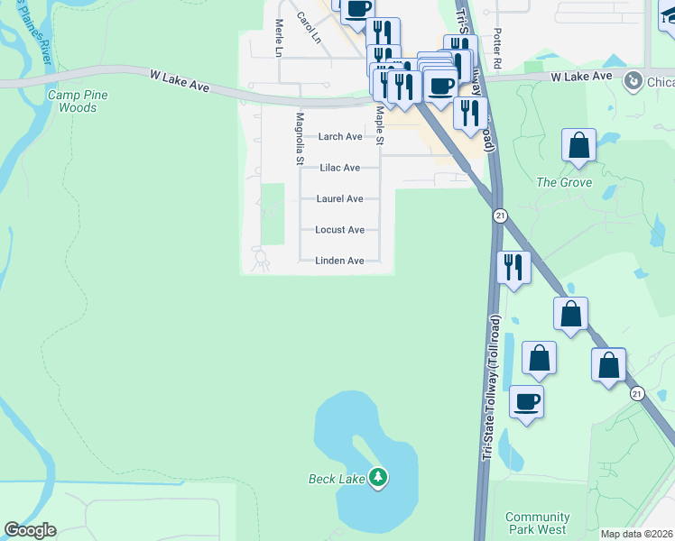 map of restaurants, bars, coffee shops, grocery stores, and more near 4642 Linden Avenue in Glenview