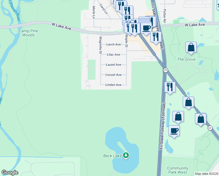 map of restaurants, bars, coffee shops, grocery stores, and more near 4722 Linden Avenue in Glenview