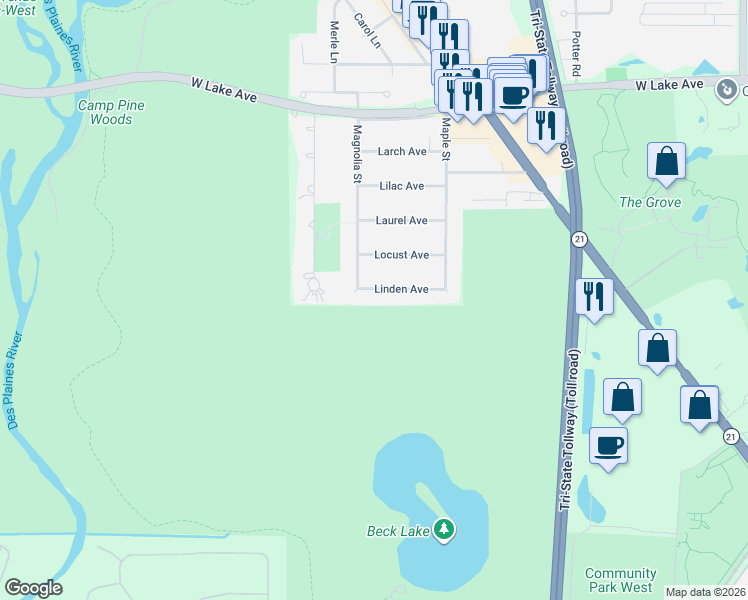 map of restaurants, bars, coffee shops, grocery stores, and more near 4722 Linden Avenue in Glenview