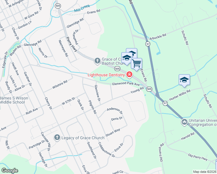 map of restaurants, bars, coffee shops, grocery stores, and more near 5611-5699 Glenwood Park Ave in Erie