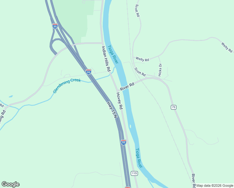 map of restaurants, bars, coffee shops, grocery stores, and more near Indian Hills Road in Painted Post