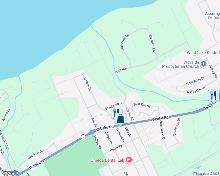 map of restaurants, bars, coffee shops, grocery stores, and more near 1026 Wilkins Rd in Erie