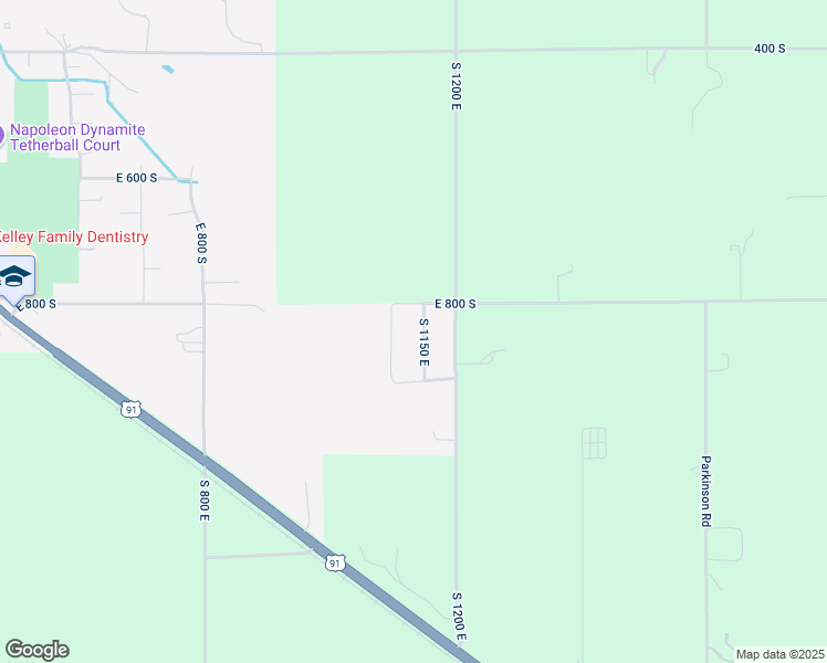 map of restaurants, bars, coffee shops, grocery stores, and more near 845 South 1150 East in Preston