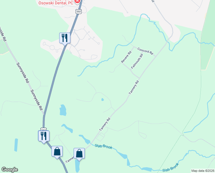 map of restaurants, bars, coffee shops, grocery stores, and more near 35A Tannery Road in Southwick