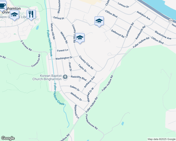 map of restaurants, bars, coffee shops, grocery stores, and more near 913 Taylor Dr in Vestal