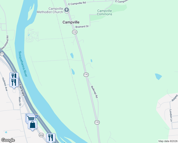 map of restaurants, bars, coffee shops, grocery stores, and more near 6662-6688 State Highway 17C in Endicott