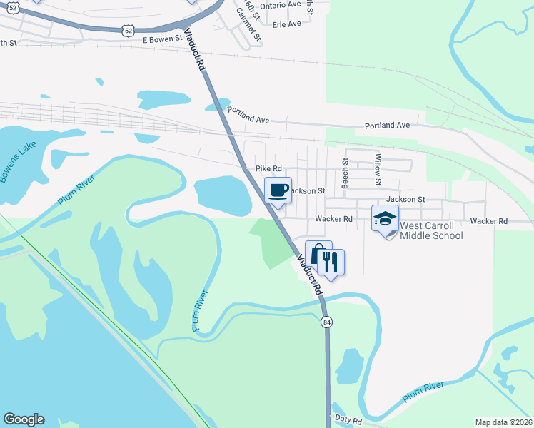 map of restaurants, bars, coffee shops, grocery stores, and more near 733 Viaduct Road in Savanna