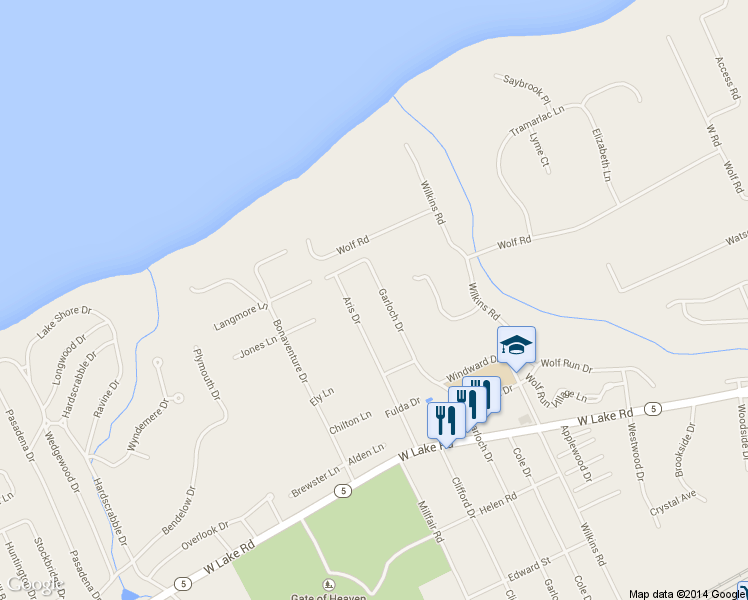 map of restaurants, bars, coffee shops, grocery stores, and more near 990 Garloch Dr in Erie