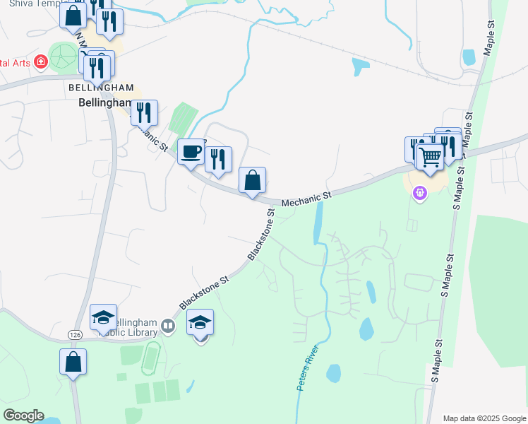 map of restaurants, bars, coffee shops, grocery stores, and more near 1 Blackstone Street in Bellingham