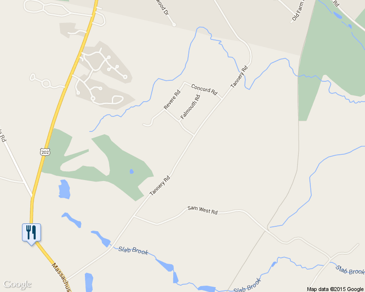 map of restaurants, bars, coffee shops, grocery stores, and more near 43 Tannery Road in Southwick