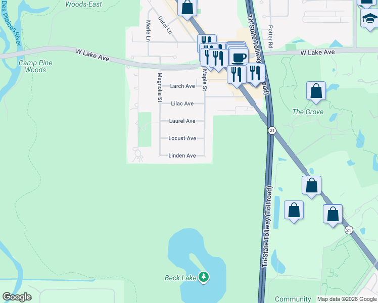 map of restaurants, bars, coffee shops, grocery stores, and more near 4642 Linden Avenue in Glenview