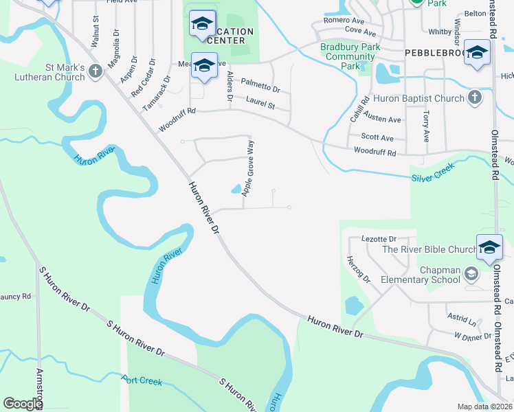 map of restaurants, bars, coffee shops, grocery stores, and more near 31567 Glen View Lane in Flat Rock