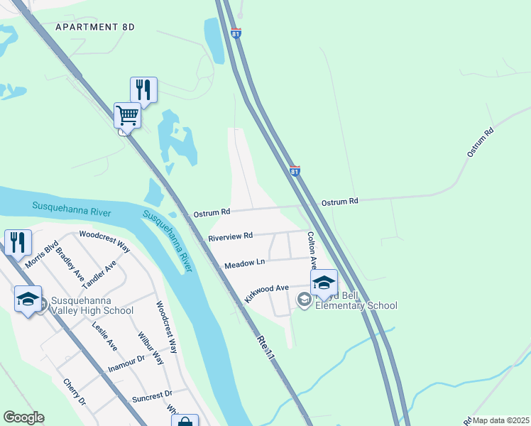 map of restaurants, bars, coffee shops, grocery stores, and more near 39 Riverview Rd in Broome