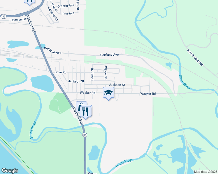 map of restaurants, bars, coffee shops, grocery stores, and more near 2200-2298 Wacker Rd in Savanna