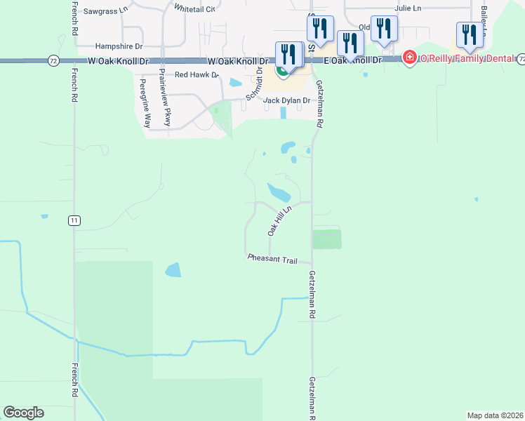 map of restaurants, bars, coffee shops, grocery stores, and more near 1211 Coyote Trail in Hampshire