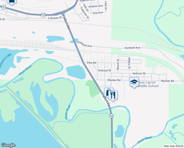 map of restaurants, bars, coffee shops, grocery stores, and more near 733 Viaduct Road in Savanna