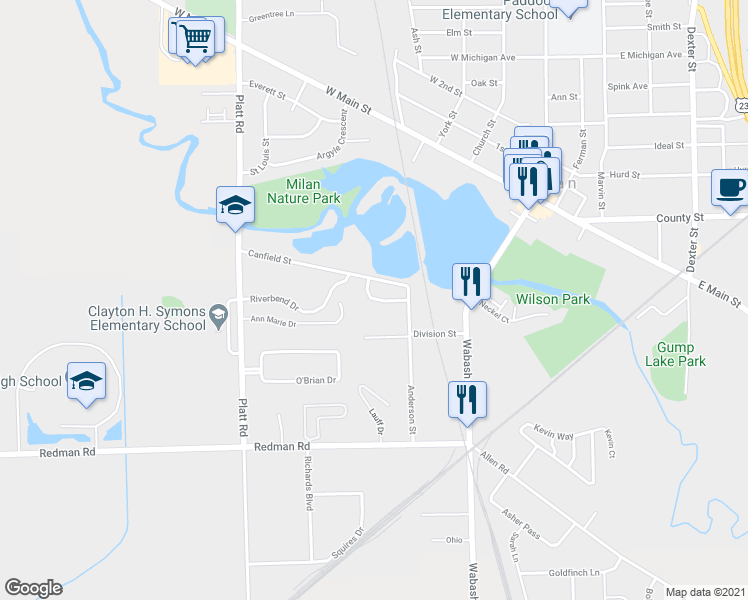 map of restaurants, bars, coffee shops, grocery stores, and more near 288 Anderson Street in Milan