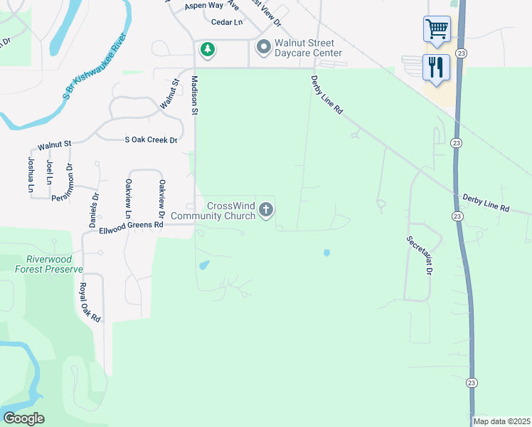 map of restaurants, bars, coffee shops, grocery stores, and more near 13100 Cherry Road in Genoa