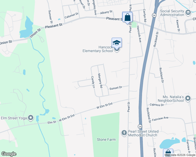 map of restaurants, bars, coffee shops, grocery stores, and more near 68 Margery Road in Brockton