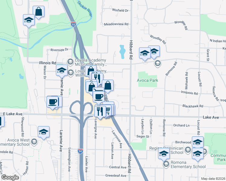 map of restaurants, bars, coffee shops, grocery stores, and more near 3137 Walden Lane in Wilmette