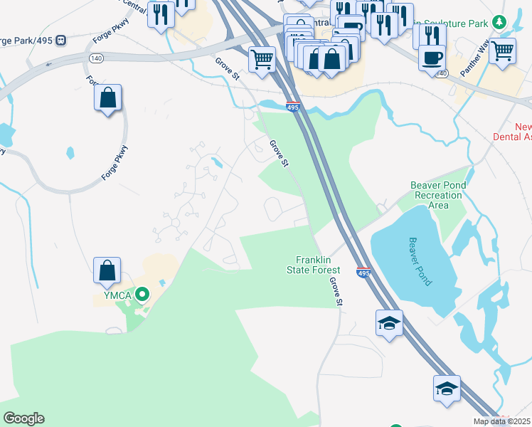 map of restaurants, bars, coffee shops, grocery stores, and more near 32 Benjamin Landing Lane in Franklin