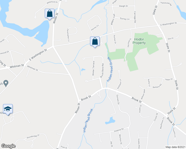 map of restaurants, bars, coffee shops, grocery stores, and more near 52 Winter Terrace in Hanson