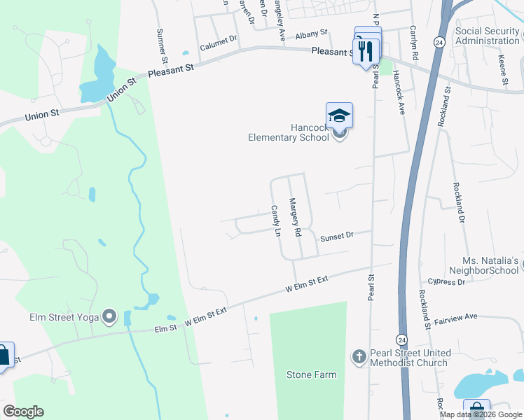 map of restaurants, bars, coffee shops, grocery stores, and more near 15 Santee Road in Brockton